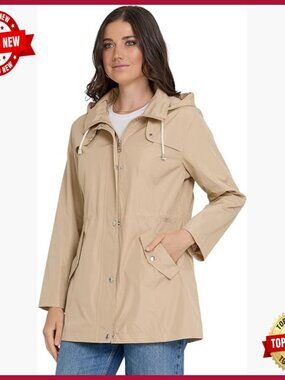 Waterproof Hooded Rain Jacket Anorak Windbreaker Plus Size XS-3X